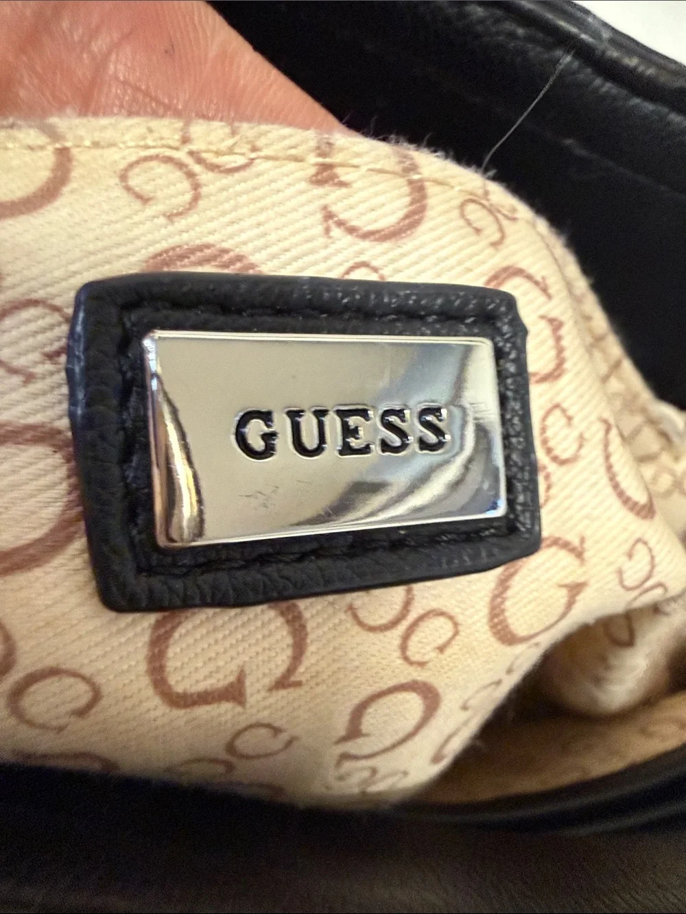 GUESS Black Monogram Debossed Tote Bag - Great Condition